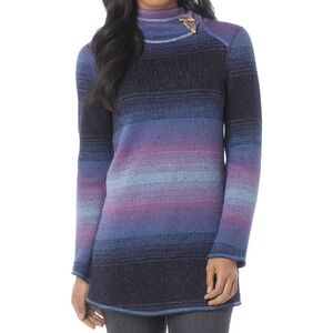 NWOT PrANA| Kirsten Tunic Sweater Ombre Hooded Wool Bleand Sweater| Size Medium